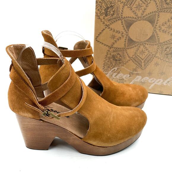 Free People Cedar Clog Bootie Taupe Brown Suede Platform Sz 41 / 11 US - Picture 2 of 11